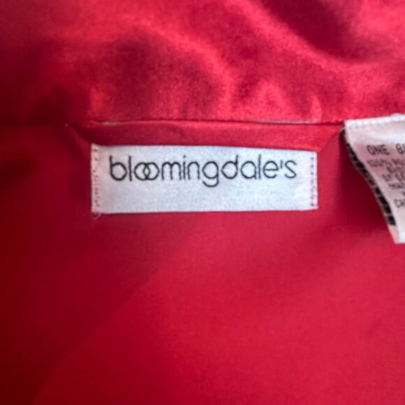 Blloomingdale's Red Floral Embroidered on Back Satin Kimono Robe One Size - Picture 7 of 10